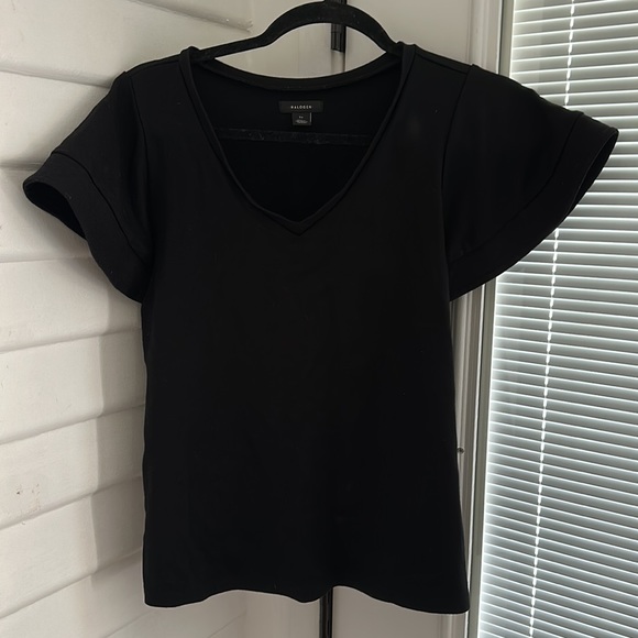 Halogen Black Flutter Sleeve V-neck Top - Picture 2 of 8